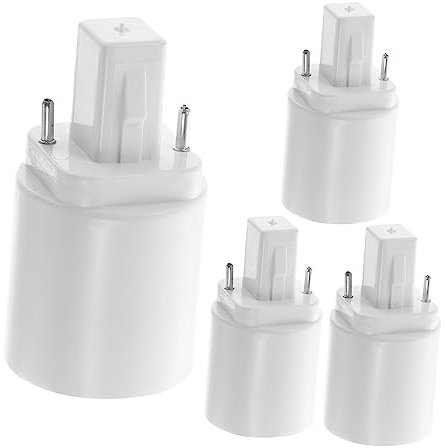 Housoutil 4 Piezas G24D Cabeza De Lámpara De Conversión Tres Bombillas Adaptador De Enchufe Convertidor De Enchufe Bombilla E27 Convertidor De Casquillo De Bombilla Base E12 Pantalla Blanca