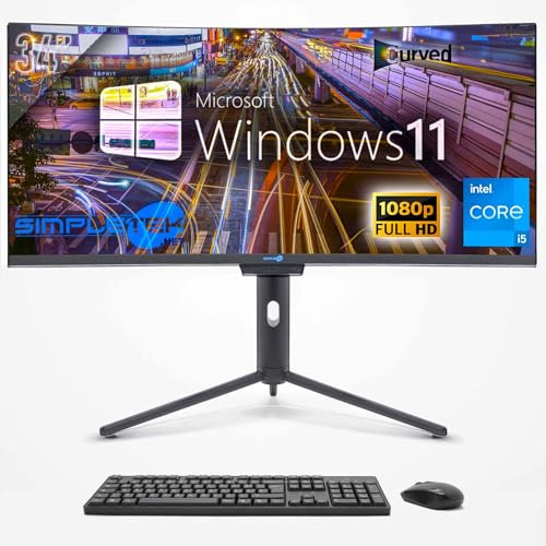 SIMPLETEK - PC All In One 34 Curvo FHD | Core i5 | Windows 11 Pro | 8GB RAM | 240GB SSD | Webcam Integrata 5MP | WiFi6 e BT 5.2
