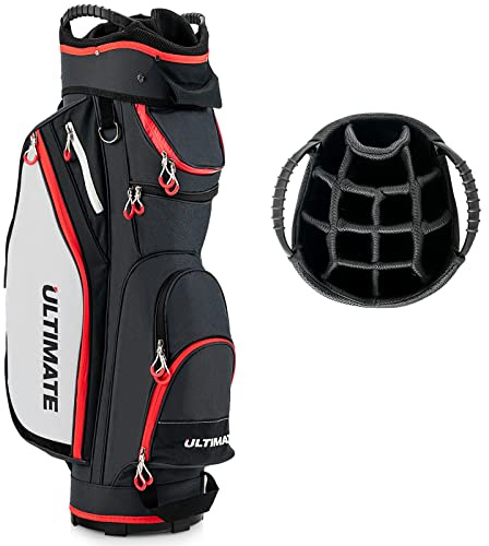 LIFEZEAL Golftasche mit Regenabdeckung, Golftasche mit 14 Teilern und 8 Taschen, Golftasche, Golftür mit Reißverschluss, Kühltasche, Golfschlägertasche