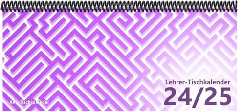 Lehrer - Tischkalender 2024/25: XXL-Tischkalender, Bunt-Kalender Labyrinth lila 14,5 x 32,5 cm