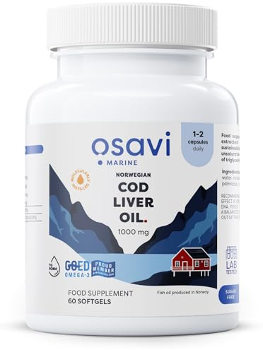Osavi Norwegian Cod Liver Oil Softgels, 1000mg (Lemon) - 60 softgels