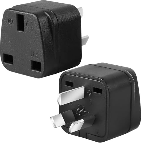 2-Pack UK to Australia Plug Adapters Australia Power Converter Grounded Universal Travel Adapter Type I Plug (Black)