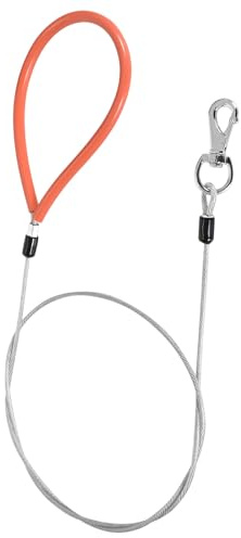 Hundkoppel i metall tuggsäkert med mjukt vadderat handtag, tuggbeständigt rostfritt stål hundrep för små medelstora hundar (orange)