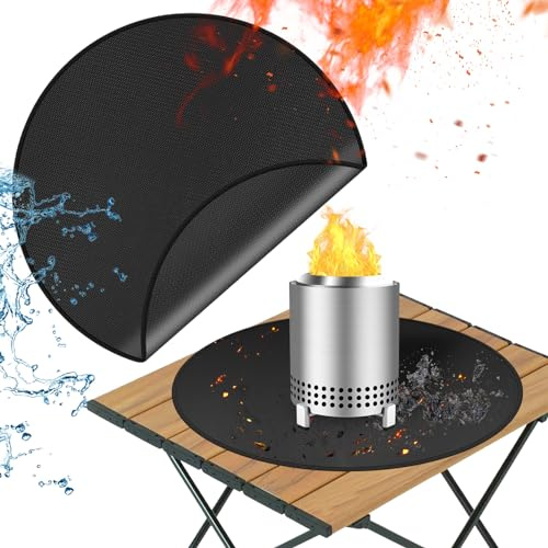 61 cm Feuerschalenmatte kompatibel mit Solo Herd Mesa und Mesa XL Zubehör, feuerfeste Matte kompatibel mit Solo Stove Mesa, 3-lagige Feuerschalenmatten für unter Feuerstelle und Grill zum Schutz des