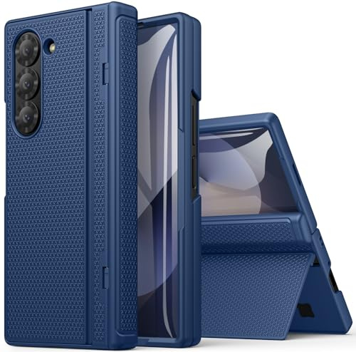 SIXBOX for Samsung Galaxy Z Fold 6 Case with Stand, Screen Protector, Blue | Hinge Protection & Slim Fit, Military Grade Drop, 360° Full Body Rugged Hard Protective Phone Case for Galaxy Z Fold 6 2024