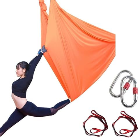 Aerial Yoga Towel, Yoga Towel For Hanging, Yoga Swing, Aerial Yoga Hammock, Acrobatics Towel, Yoga Vertical Towel, Yoga Towels, Swing Frame, Yoga Set For Adults Indoor (5X2.8M)(Orange)