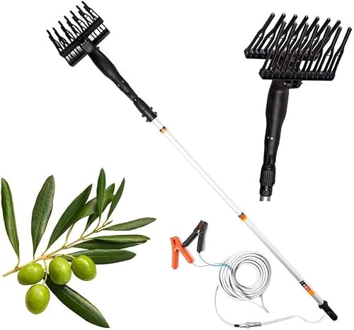 Abbacchiatore Elettrico per Olive 400W a Batteria 12V – Scuotitore Professionale con Asta Telescopica 3m, Rastrello Antibloccaggio in ABS, Cavo 12m – Leggero e Robusto per Raccolta Olive