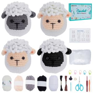 FREEBLOSS Häkelset für Anfänger Schafe Häkelset für Tiere Crochet Set Häkeln für Anfänger Set Häkel Starter Set Häkelsets für Erwachsene mit Schritt Für Schritt Videoanleitungen