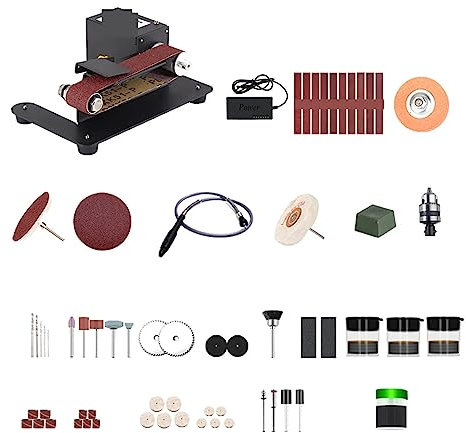 Levigatrice elettrica 250W Mini Levigatrice a nastro Smerigliatrice da banco elettrica Levigatrice 7 Velocità regolabile Controllo Piccola smerigliatrice Affilatrice Lucidatrice Ottieni risultati di l