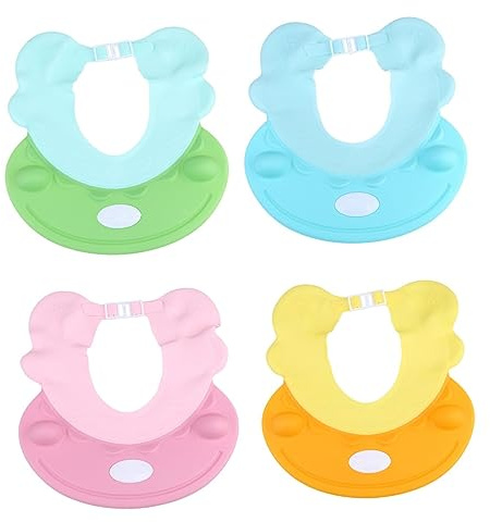 ibasenice Babybadehaube aus Robustem Material mit Cartoon-motiv Verstellbar zum Schutz von Augen und Ohren Beim Baden und Haarewaschen Leicht und Bequem für Junge Mädchen