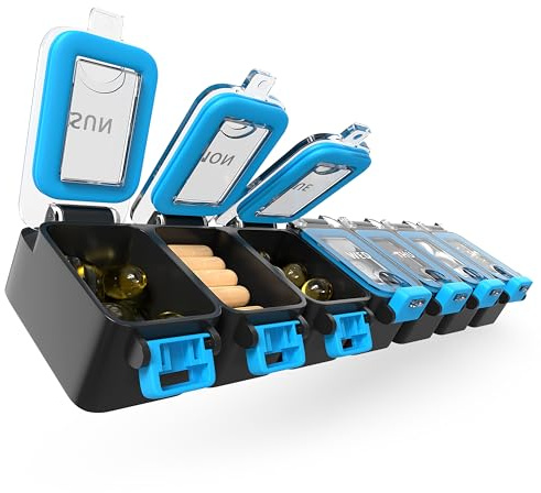 Weekly Pill Organizer 1 time a Day – Pill Box 7 Day with Enhanced Waterproof Seal, Large compartments Hold Big Vitamins & Supplements, Upgraded Locking lids, for Home & Travel use, Durable Hard case