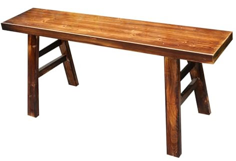 Rustikale Bauernhaus-Holzbank für Wohn- und Esszimmer, schmal, Vintage-Bank mit natürlichem Finish, Esszimmerbank, 98 x 24 x 45 cm, Braun