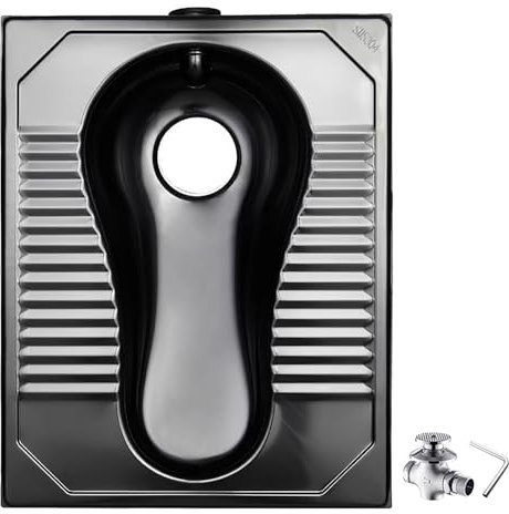 XAoSCd Toilettes À La Turque Génériques, Toilettes À La Turque en Acier Inoxydable 304 Noir, Anti-Odeurs pour Bars Et Karaokés, Toilettes avec Réservoir d'eau, B,C