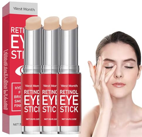 3 Pcs Retinol Eye Stick Eye Balm Stick Retinol Eye Cream Nourishes the Skin Easy to Carry Brightens Eyes Used to Eliminate Puffiness and Dark Circles Used for Both Men and Women