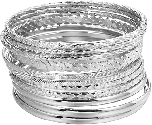 MisFun 12 st damarmband, bohemiskt armband för kvinnor, flerskiktade indiska kvinnor, stapelbara, glänsande armband, modesmycken, presenter till bröllop, födelsedag, alla hjärtans dag, Diamètre