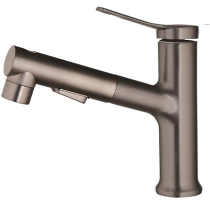 HXFFXHF Waschbecken Wasserhahn ausziehbar und kaltes Wassermischhahn für Badezimmer grau Eingriff 3 Funktion Wasserhahn Arbeitsplatte (Farbe: Schwarz)