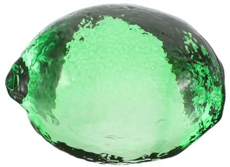 UKCOCO Glass Lemon Figurine Collectible Realistic Artificial Lemon Ornament for Home Office Kitchen Table Centerpiece Decor Unique Glass Fruit Paperweight for Gifting and Decoration