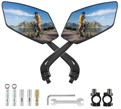 aiGear Fahrradspiegel/Rückspiegel | 2 Stück 360°Dreh- & Einklappbar | Bruchfest & Langlebig | Einfache Montage für MTB E-Bike Fahrrad (BMR-01)
