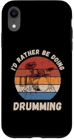 Vintage I'd Rather Be Doing Drumming Retro Drum Lover Coque pour iPhone XR