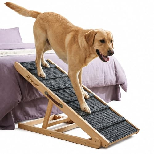 Artpet Dog Ramp för Säng & Soffa för Stora Hundar – Ledvänlig, Halkfri, Justerbar, Extra Bred & Stabil, Upp till 90 kg