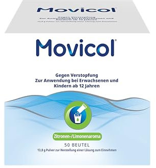 Movicol® Dosierbeutel; Zitrone/Limone, 50 Beutel, gegen Verstopfung bei Erwachsenen & Kindern ab 12 Jahren, Abführmittel, hydratisiert, weicht den Stuhl auf & regt so die natürliche Darmbewegung an