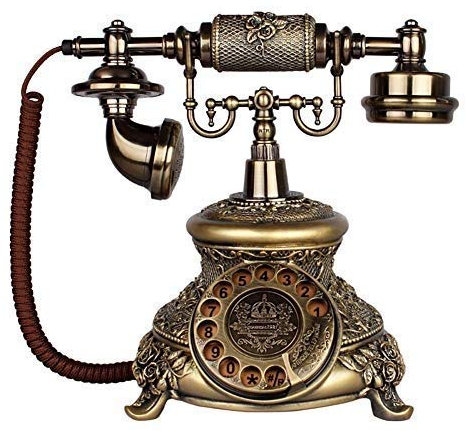 MRKU Telefono retrò con quadrante, Classico Europeo, Vintage, Telefono Fisso in Resina con Campanello in Metallo, Decorazione per la casa, Ufficio, Artigianato