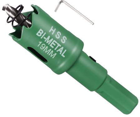 METALLIXITY Bi-Metall Lochsäge-Set 19mm 3/4 Für Metallblech Holz. Grün | M42 Schnellarbeitsstahl-Lochfräser, mit Zentrierbohrer Innensechskantschlüssel und Feder
