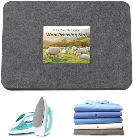BREENHILL 13.5 x 17 Wool Pressing Mat - Extra Thick 1/2 Inch Wool Ironing Pad for Quilting & Sewing | Portable Heat-Resistant Surface | Durable Craft Mat(Dark Gray)