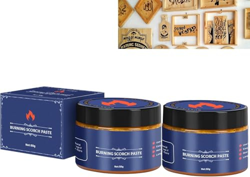 Grgowe Lot de 2 pâtes à combustible à bois, kit de pâte à brûler du bois, marqueur activé par la chaleur pour la pâte à brûler du bois, pâte à brûler du bois, pâte à brûler du cuir, toile et papier