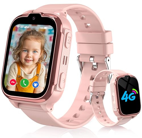 Kesasohe Smartwatch Kinder, 4G Kinder Smartwatch mit GPS und Telefon, Wasserdicht Smart Watch Kinderuhr GPS mit Anruffunktion Videoanruf SOS Chat Wecker Schulmodus Jungen Mädchen Student Geschenk