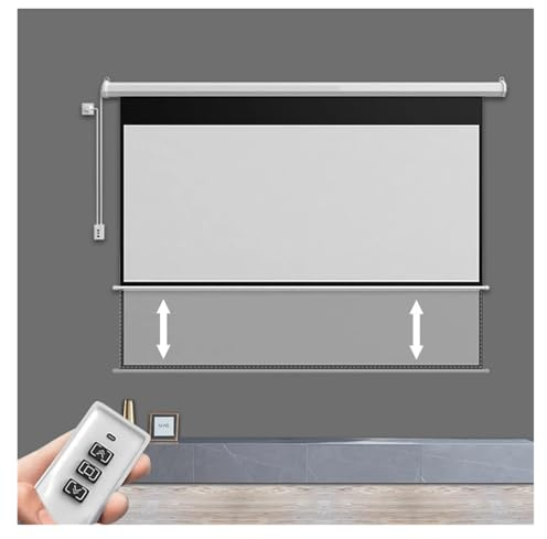 Écran de Projection déroulant motorisé électrique 60-84 Pouces 16:9 avec télécommande à déclenchement 12V for cinéma Maison(WFG 84 inch)