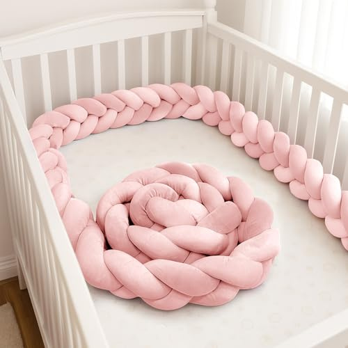 Cojín Protector Anticolisión Cuna Bebé, Cojín Protección contra Caídas, Protección Cama Trenza, Trenza Alfombra Suave Seguridad - Almohada Serpiente Nudo Decoración Habitación Infantil,N03,200cm