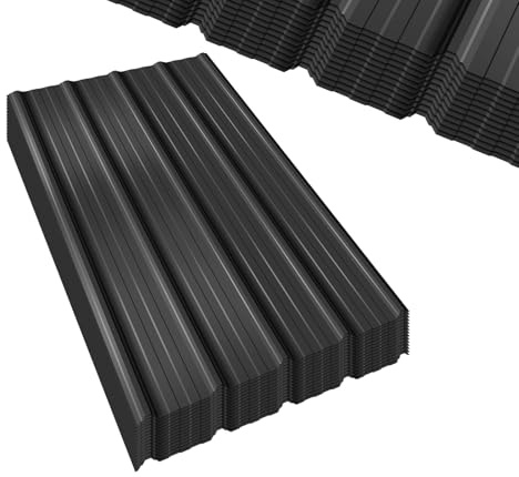 Extra-Wide Coverage Metal Roof Panels (62x33) Corrugated Galvanized Steel with Screws Waterproof for Warehouse Industrial Shed Garage Patio Roofing 8 Pcs Gray