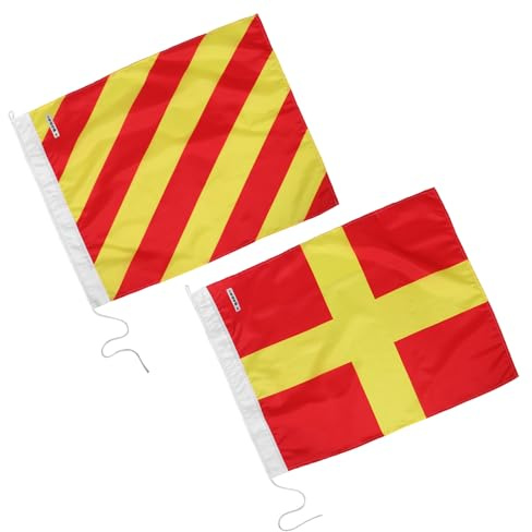 KONTONTY Lot De 2 Pavillons De Signalisation Bannières De Signalisation Drapeaux De Code Nautique Drapeaux De Décoration Pour Bateaux Pavillons De