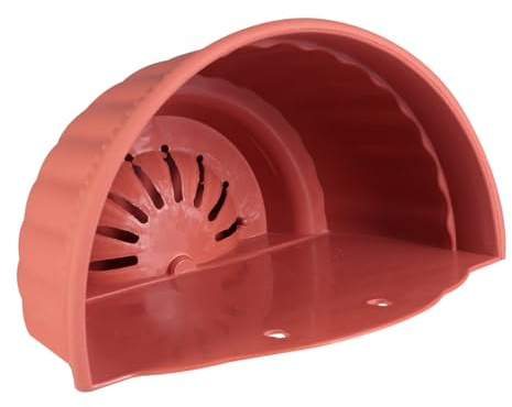 SHINEOFI Vaso da Parete Semicircolare in Plastica Effetto Similpelle Rosso Mattone Piccolo 13x18 Cm Gancio e Vassoio di Raccolta per Piante da Interno e Balcone, Portafiori Sospeso