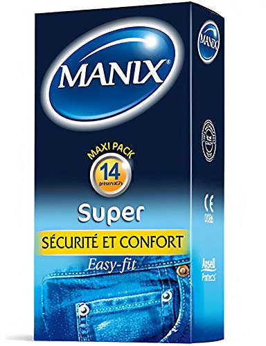 Manix Super: Box mit 144 klassischen Kondomen aus Latex/Kondome für Herren, geschmiert und dünn, Standardgröße, Durchmesser 52 mm