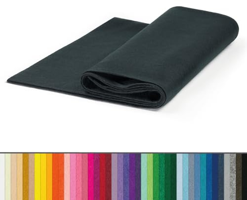 The Felt Store Bastelfilz Meterware 1,6mm Schwarz, Filzstoff Länge 1 m, Breite: 1,8 m