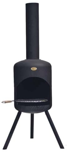 BonFeu BonSelo Gartenkamin Schwarz - Terrassenofen aus Stahl - für entspannte Abende - 39x39x147 cm