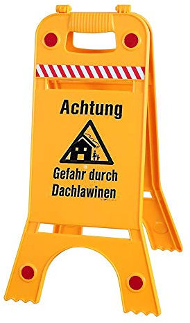 Warnaufsteller Dachaufsteller Schild mit Warnhinweis - Gefahr durch Dachlawinen - Gr. ca. 28 x 64 cm - 308540/1 gelb - beidseitige Beschriftung