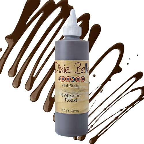 Dixie Belle Voodoo Gel Stain - Tobacco Road (8oz) - Warm Brown Water-Based Stain for Wood Projects - Made in The USA - Wood Grain Enhancer - 8 Fl Oz