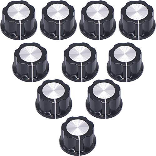 Taiss 10pcs Potentiometer knob Black 6.4mm A03 Control Knob Aperture Adjustable for 3590s Potentiometer,Electronic Equipment Volume Adjustment