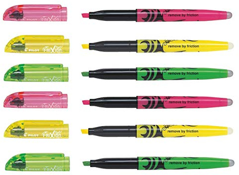Pilot 4136B4 - Frixion Textmarker Promotion 2x gelb, 2x grün, 2x pink (6er Set, neon sortiert)