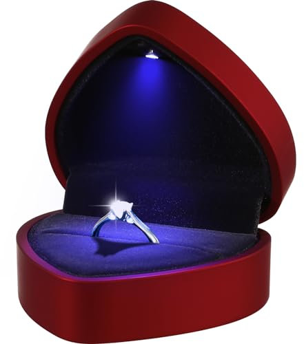 LED Ring Box Herzform Ring Schachtel Schmuckschatullen Geschenkbox für Hochzeit Verlobungsring Valentinstag
