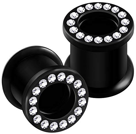 KJM FASHION 2 Stk Schwarz Double Flared Klarer Piercing Schmuck