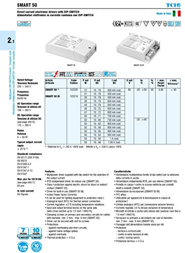 Transformateur électrique pour LED 27 – 50 W, 350 – 1050 MA, 10 – 78 VDC, primaire 220 – 240 V CA