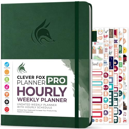 Clever Fox Planner PRO Schedule – Undated Weekly & Monthly Life Organizer with Time Slots & Daily Appointment Book, A4 (Forest Green)