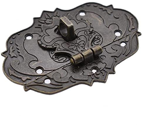 Antique Brass Wooden Case Hasp Vintage Decorative Jewelry Gift Box Hasp Hook Furniture Buckle Clasp Lock