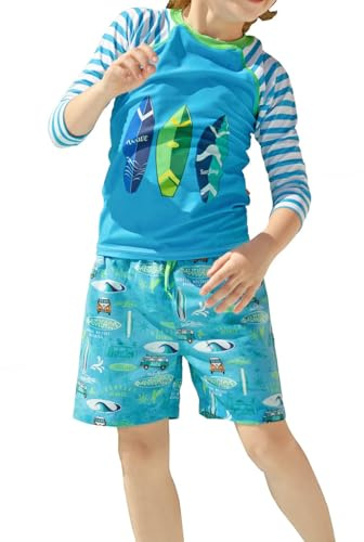 weVSwe Ragazzi Costume da Bagno Rash Guard Muta Bambino Bambini Manica Lunga A Due Pezzi Protezione UV Costume da Bagno Costume da Bagno Tavola da Surf 10 Anni