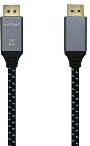Aisens Cable Displayport V1 4 8k 60hz macho a macho 0 5m gris negro