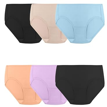 Fruit of the Loom Women's Breathable Underwear, Moisture Wicking Keeps You Cool & Comfortable, Available in Plus Size, Cooling Stripes-Brief-6 Pack-Colors May Vary, 9, 6DBCSR1
